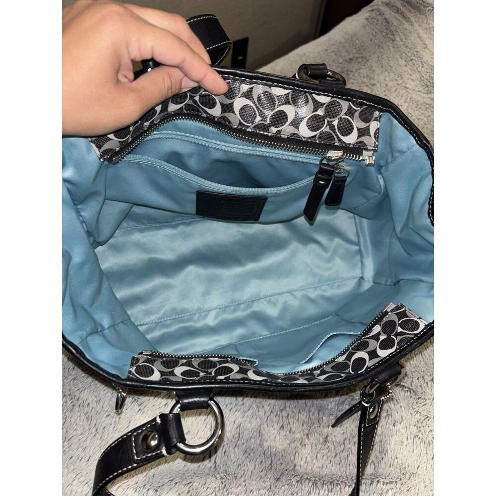 Coach Chelsea Gray & Black Opt Art XL Weekender/Diaper Bag Carryall Tote - Picture 15 of 16